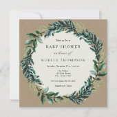 Winter Greenery and Plaid Baby Shower Invitation (Front)