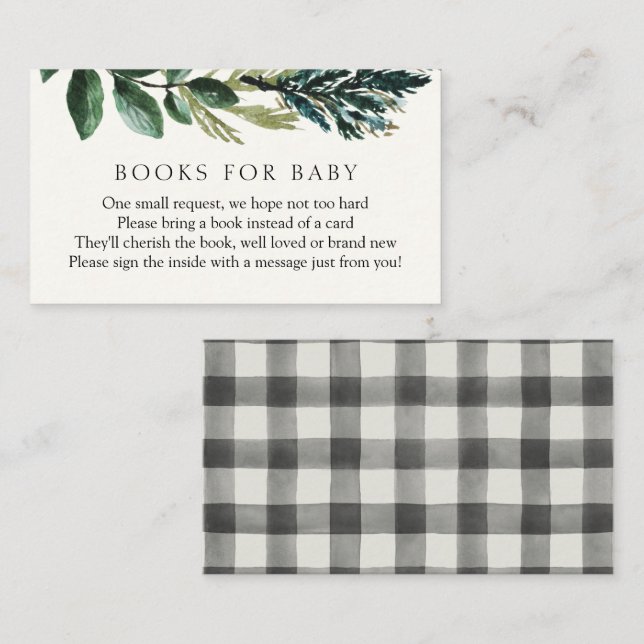 Winter Greenery and Plaid Books for Baby Enclosure Card (Front/Back)