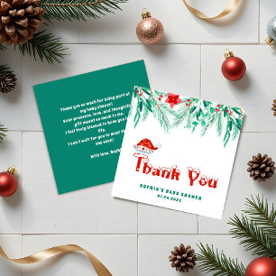 Winter Greenery Baby Shower Budget Thank You Note Card