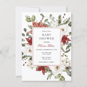 Winter Greenery Baby Shower Invitation