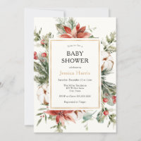 Winter Greenery Baby Shower Invitation