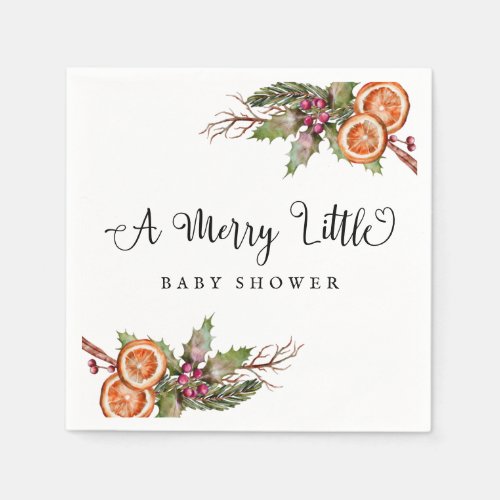 Winter Greenery Baby Shower Napkins