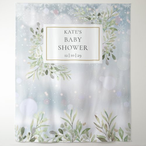 Winter Greenery Baby Shower Photo Booth Backdrop