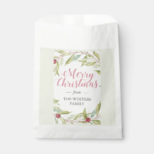 Winter Greenery Berries Wreath Christmas Favor Bag