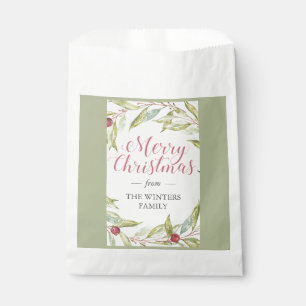 Winter Greenery Berries Wreath Christmas Favor Bag