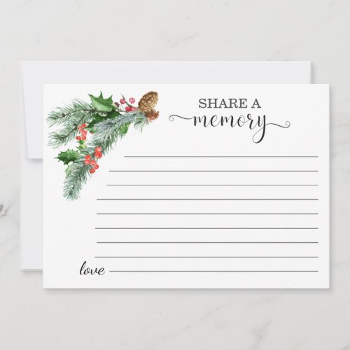 Winter Greenery Berry Share a Memory Attendance  Announcement
