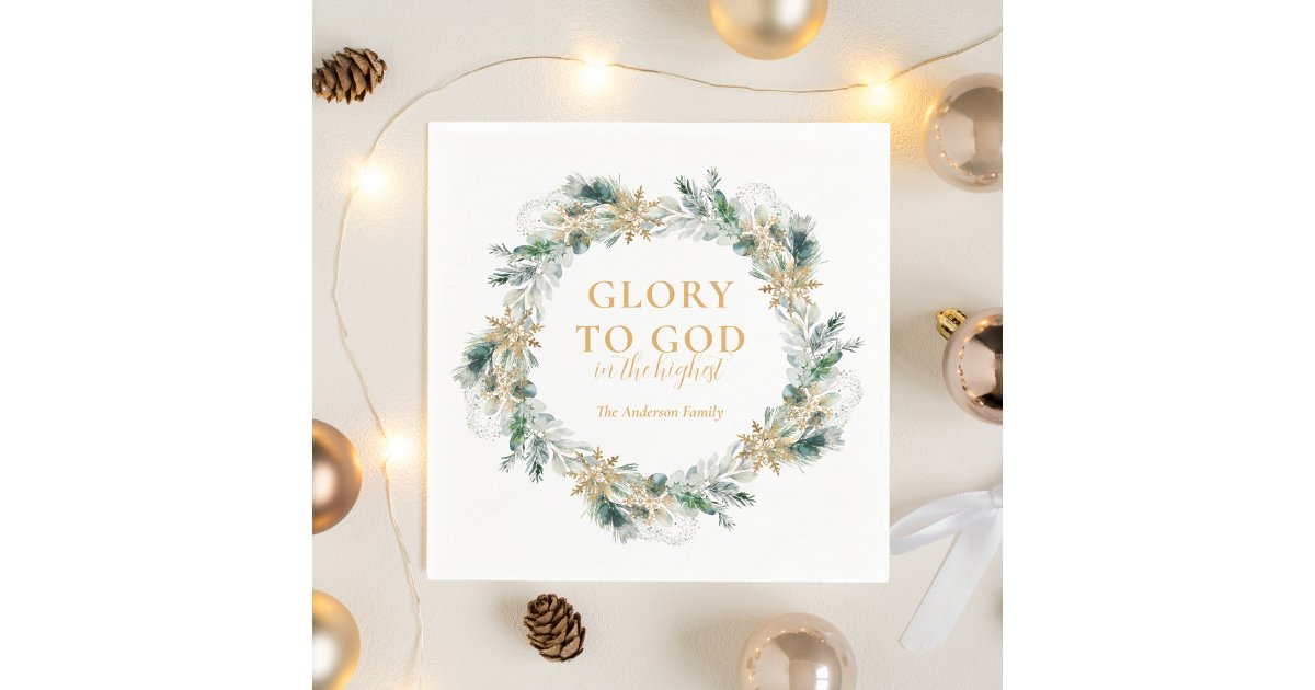 Winter Greenery Bible Verse Religious Christmas Napkins Zazzle