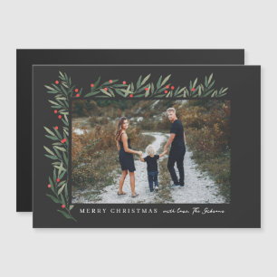 Winter Greenery Black Photo Christmas