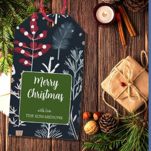 Winter greenery botanical Merry Christmas Gift Tags