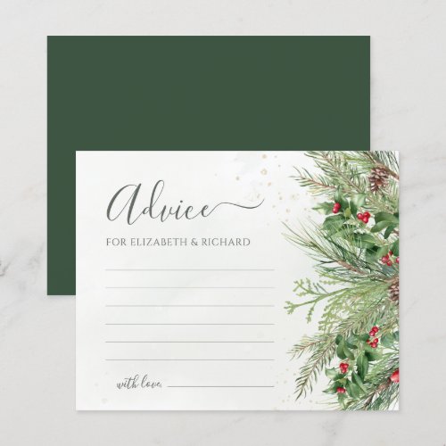 Winter Greenery Botanical Wedding Advice Card