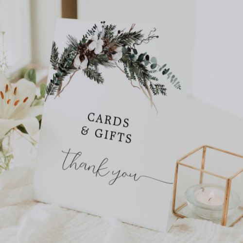 Winter Greenery Bouquet Cards and Gifts Sign