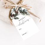 Winter Greenery Bouquet Christmas  Gift Tags<br><div class="desc">Spread some holiday cheer with this rustic winter botanical gift tag featuring a watercolor pine and eucalyptus twig with cotton flowers and elegant handwriting calligraphy.</div>