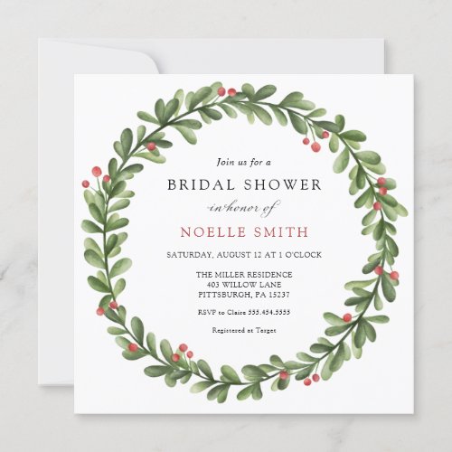 Winter Greenery Bridal Shower Invitation