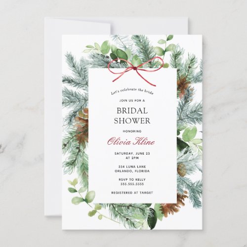Winter Greenery Bridal Shower Invitation