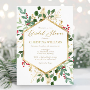Winter Greenery Bridal Shower Invitations by PartyPrintery at Zazzle