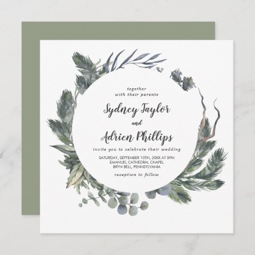 Winter Greenery Casual Wedding Invitation