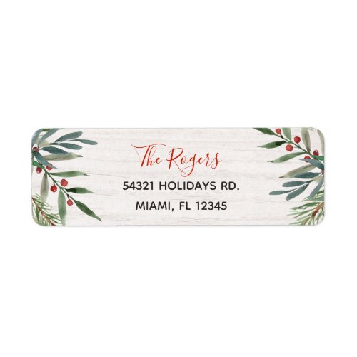 Winter Greenery Christmas Address Label