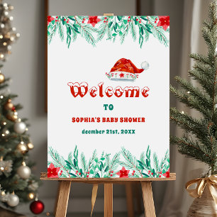 Winter Greenery Christmas Baby Shower Welcome Foam Board