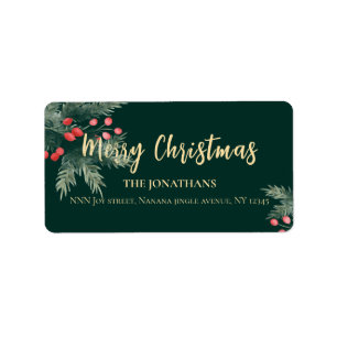 Winter Greenery Christmas Elegant Return Address Label