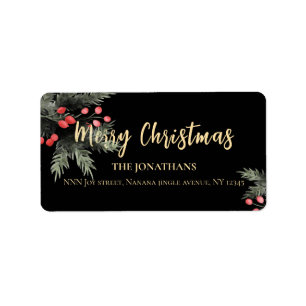 Winter Greenery Christmas Elegant Return Address Label