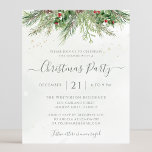 Winter Greenery Christmas Holiday Party Invitation<br><div class="desc">Beautiful affordable Christmas party invitation for the holiday season,  featuring hand-painted botanical watercolor illustrations of winter greenery,  pine and spruce branches,  cones and holly berries.</div>