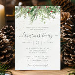 Winter Greenery Christmas Holiday Party Invitation<br><div class="desc">Beautiful Christmas party invitation for the holiday season,  featuring hand-painted botanical watercolor illustrations of winter greenery,  pine and spruce branches,  cones and holly berries.</div>