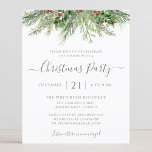 Winter Greenery Christmas Holiday Party Invitation<br><div class="desc">Beautiful affordable Christmas party invitation for the holiday season,  featuring hand-painted botanical watercolor illustrations of winter greenery,  pine and spruce branches,  cones and holly berries.</div>
