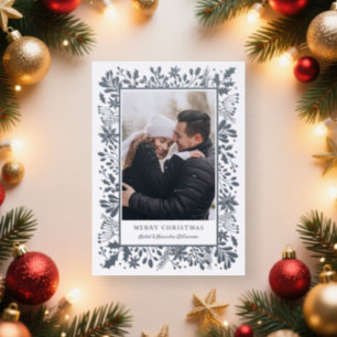 Winter Greenery Christmas Letterpress Photo Cards