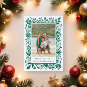 Winter Greenery Christmas Letterpress Photo Cards