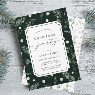 Winter Greenery Christmas Party Invitation