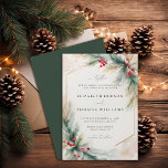 Winter Greenery Christmas Red Elegant Wedding Invitation<br><div class="desc">This Christmas, winter wedding invitation embodies rustic elegance with its enchanting watercolor design, featuring a botanical frame of red berries and winter greenery in a bohemian botanical arrangement. Perfect for couples who love art and unique designs, elegant country rustic, bohemian, and romantic themes, this invitation is an ideal choice for...</div>