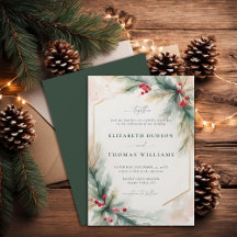 Winter Greenery Christmas Red Elegant Wedding