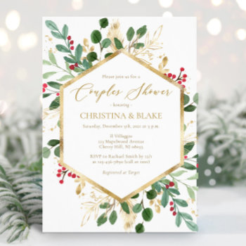 Winter Greenery Couples Shower Invitations by PartyPrintery at Zazzle