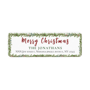 Winter Greenery Elegant Christmas Return Address Label