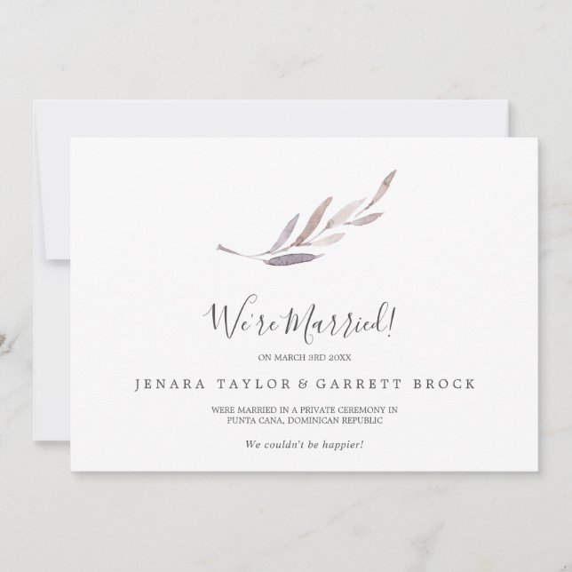 Winter Greenery Elopement Announcement (Front)