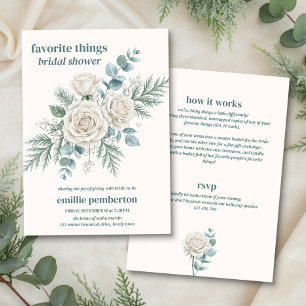 Winter Greenery Favorite Things Bridal Shower Invitation