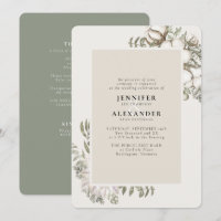 Winter Greenery Floral Green RSVP QR Code Wedding