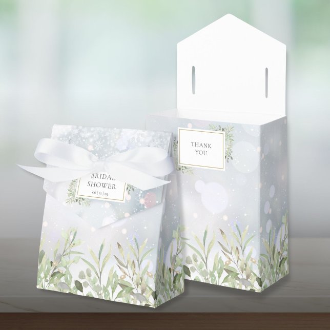 Winter Greenery Foliage Bridal Shower Favor Boxes (Winter Greenery Foliage Bridal Shower Favor Boxes)