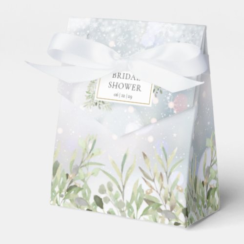 Winter Greenery Foliage Bridal Shower Favor Boxes