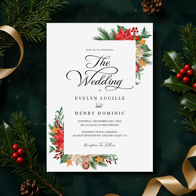 Winter Greenery Foliage Christmas Holiday Wedding Invitation (Creator Uploaded)
