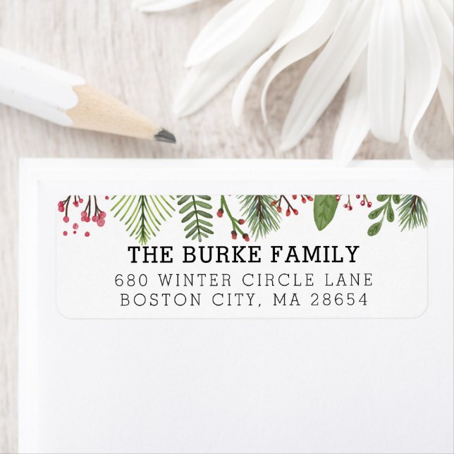 Winter Greenery Foliage Return Label (Insitu)