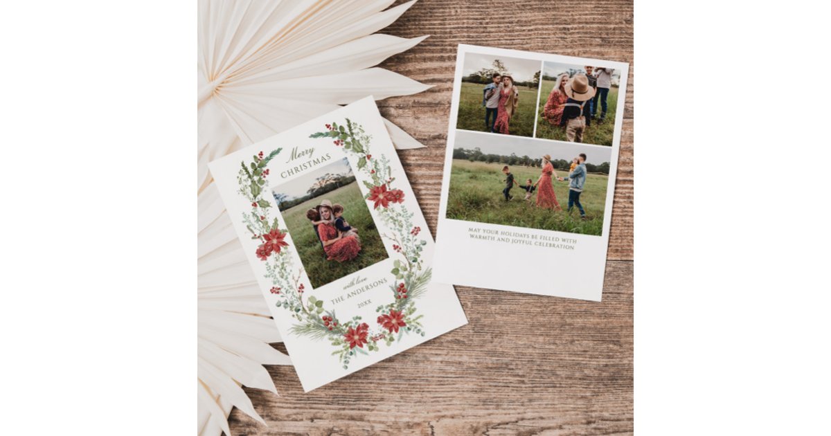 Winter Greenery Frame Holiday Card | Zazzle