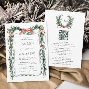 Winter Greenery Garland Wedding All in One Invitation