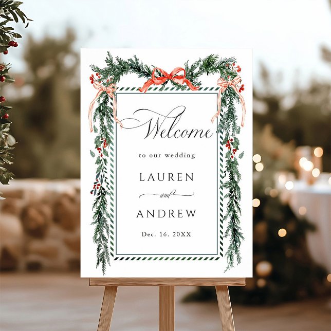 Winter Greenery Garland Wedding Welcome Foam Board (Creator Uploaded)