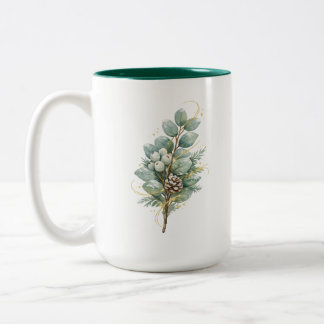 Winter Greenery Glow Two-Tone Coffee Mug