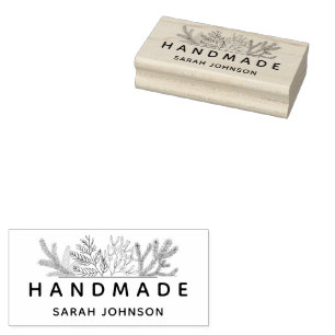 Winter Greenery Handmade Personalized Rubber Stamp