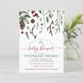 Winter Greenery Holiday Baby Shower Invitation (Standing Front)