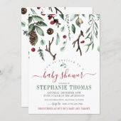 Winter Greenery Holiday Baby Shower Invitation (Front/Back)