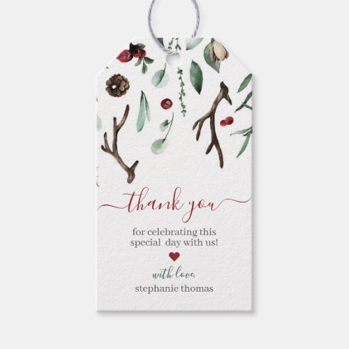 Winter Greenery Holiday Bridal or Baby Shower  Gift Tags