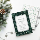 Winter Greenery Holiday Party  Invitation<br><div class="desc">This elegant invitation features your event details in chic green lettering with a ticket frame on a watercolor winter greenery pattern background. It’s perfect for Christmas parties, holiday cocktail parties, corporate events, and more. For more advanced customization of this design, please click the BLUE DESIGN TOOL BUTTON to change the...</div>